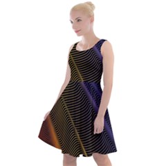 Rainbow Waves Mesh Colorful 3d Knee Length Skater Dress by HermanTelo