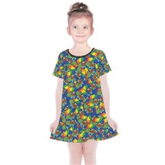 Clown World Pepe The Frog Honkhonk Meme Kekistan Funny Pattern Blue  Kids  Simple Cotton Dress by snek