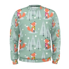 Cute Fox Christmas Winter Seamless Pattern Men s Sweatshirt by Vaneshart