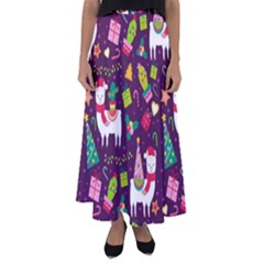 Colorful Funny Christmas Pattern Flared Maxi Skirt by Vaneshart