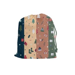 Flat Design Christmas Pattern Collection Drawstring Pouch (large) by Vaneshart