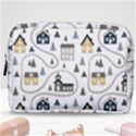 Abstract Seamless Pattern With Cute Houses Trees Road Make Up Pouch (Medium) View1