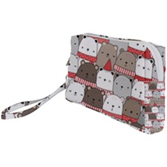 Cute Adorable Bear Merry Christmas Happy New Year Cartoon Doodle Seamless Pattern Wristlet Pouch Bag (small) by Vaneshart