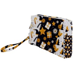 Black Golden Christmas Pattern Collection Wristlet Pouch Bag (small) by Vaneshart