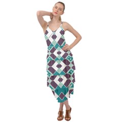 Teal And Plum Geometric Pattern Layered Bottom Dress by mccallacoulture