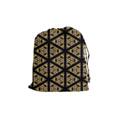 Pattern Stained Glass Triangles Drawstring Pouch (medium) by HermanTelo