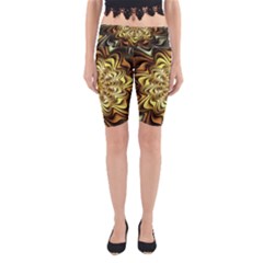 Fractal Flower Petals Gold Yoga Cropped Leggings by HermanTelo