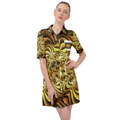 Fractal Flower Petals Gold Belted Shirt Dress by HermanTelo