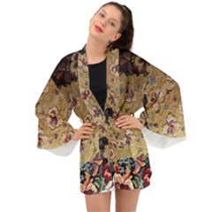 Old Embroidery 1 2 Long Sleeve Kimono by bestdesignintheworld