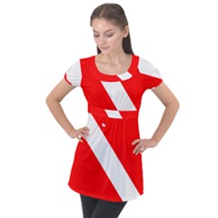 Diving Flag Puff Sleeve Tunic Top by FlagGallery