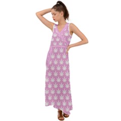 Kawaii Cannabis  V-neck Chiffon Maxi Dress by thethiiird