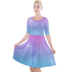 Pastel Goth Galaxy  Quarter Sleeve A-line Dress by thethiiird