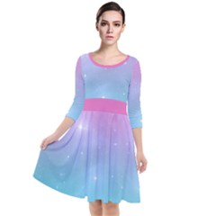 Pastel Goth Galaxy  Quarter Sleeve Waist Band Dress by thethiiird