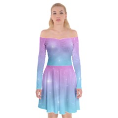 Pastel Goth Galaxy  Off Shoulder Skater Dress by thethiiird