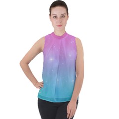 Pastel Goth Galaxy  Mock Neck Chiffon Sleeveless Top by thethiiird