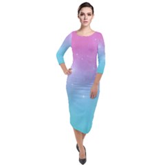 Pastel Goth Galaxy  Quarter Sleeve Midi Velour Bodycon Dress by thethiiird