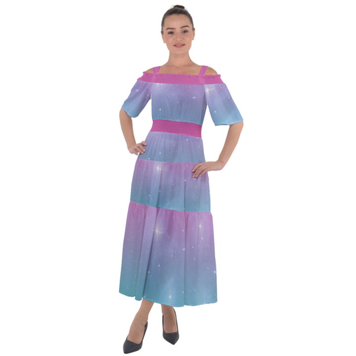 Pastel Goth Galaxy  Shoulder Straps Boho Maxi Dress 