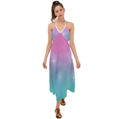 Pastel Goth Galaxy  Halter Tie Back Dress  by thethiiird