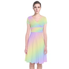 Pastel Goth Rainbow  Short Sleeve Front Wrap Dress by thethiiird