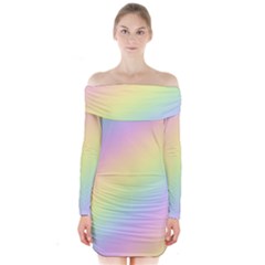 Pastel Goth Rainbow  Long Sleeve Off Shoulder Dress by thethiiird