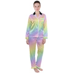 Pastel Goth Rainbow  Satin Long Sleeve Pyjamas Set by thethiiird