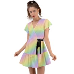 Pastel Goth Rainbow  Flutter Sleeve Wrap Dress by thethiiird