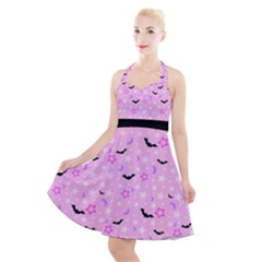 Spooky Pastel Goth  Halter Party Swing Dress  by thethiiird