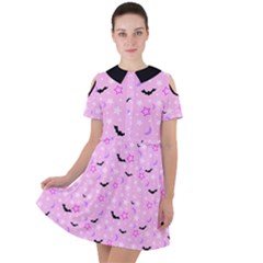 Spooky Pastel Goth  Short Sleeve Shoulder Cut Out Dress  by thethiiird