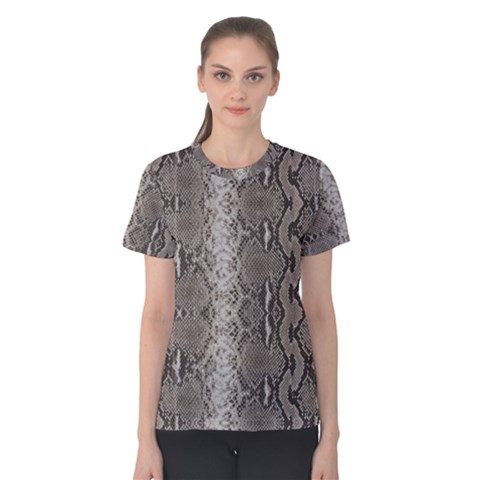 Python Snakeskin Print Women s Cotton Tee by LoolyElzayat