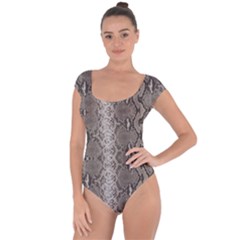 Python Snakeskin Print Short Sleeve Leotard  by LoolyElzayat