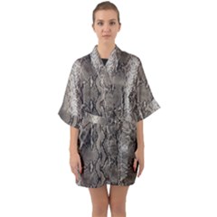 Python Snakeskin Print Half Sleeve Satin Kimono  by LoolyElzayat