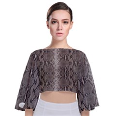 Python Snakeskin Print Tie Back Butterfly Sleeve Chiffon Top by LoolyElzayat