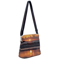 Ocean Sunrise Zipper Messenger Bag by TheLazyPineapple