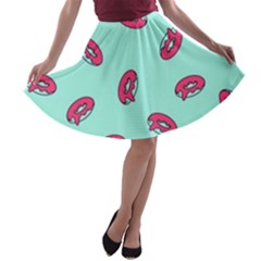 Donuts Pattern Food Colourful A-line Skater Skirt by Vaneshart