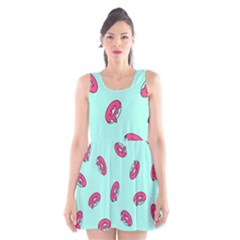 Donuts Pattern Food Colourful Scoop Neck Skater Dress by Vaneshart