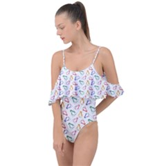 Linux Kernel Penguin Pattern Logo Drape Piece Swimsuit by Vaneshart