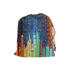 Matrix City Urbanization Technology Drawstring Pouch (large) by Vaneshart