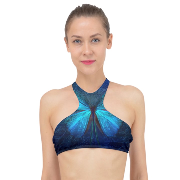 Animal Butterfly Insect High Neck Bikini Top