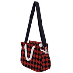 Block Fiesta - Apple Red & Black Rope Handles Shoulder Strap Bag by FashionBoulevard