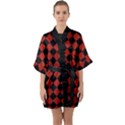 Block Fiesta - Apple Red & Black Half Sleeve Satin Kimono  View1