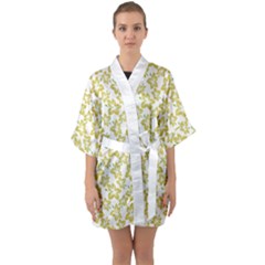 Cute Flowers - Ceylon Yellow Half Sleeve Satin Kimono  by FashionBoulevard