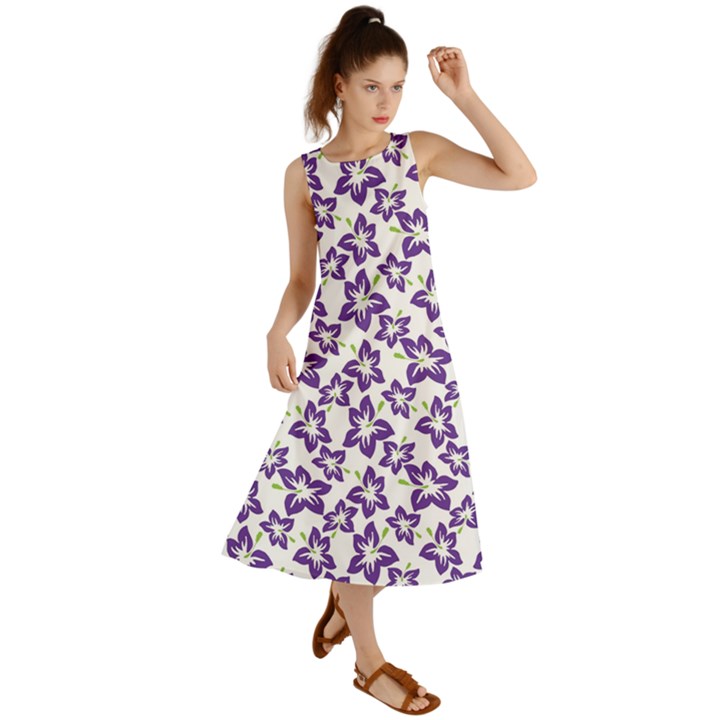 Cute Flowers - Imperial Purple Summer Maxi Dress