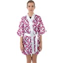 Cute Flowers - Peacock Pink White Half Sleeve Satin Kimono  View1