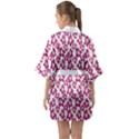 Cute Flowers - Peacock Pink White Half Sleeve Satin Kimono  View2