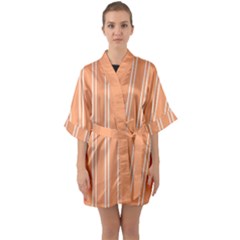 Nice Stripes - Cantaloupe Orange Half Sleeve Satin Kimono  by FashionBoulevard