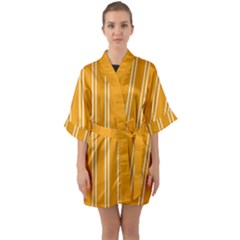 Nice Stripes - Honey Orange Half Sleeve Satin Kimono  by FashionBoulevard