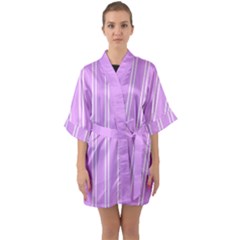 Nice Stripes - Lavender Purple Half Sleeve Satin Kimono  by FashionBoulevard