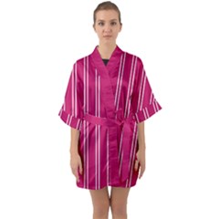 Nice Stripes - Peacock Pink Half Sleeve Satin Kimono  by FashionBoulevard