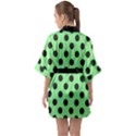 Polka Dots Black On Mint Green Half Sleeve Satin Kimono  View2