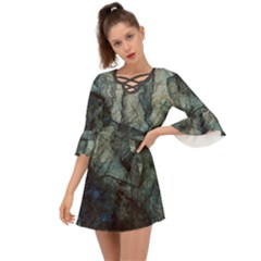 Green Threads Criss Cross Mini Dress by Terzaek